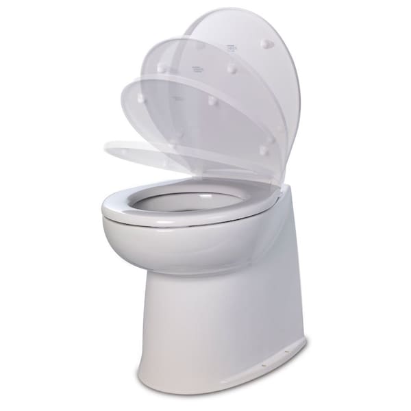 Deluxe Flush 14in Straight Back 12V Freshwater Electric Marine Toilet w/Solenoid Valve amp; S